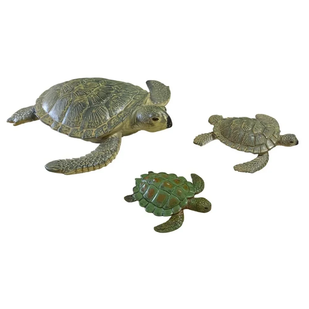 Vintage Sea Turtle Lot of 3 Figures Marine Animal Homeschool Science Display PVC